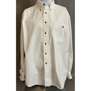 CC Filson Mens Shirt XL Solid White Cotton Thick Button Down Collar Long Sleeve